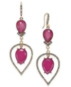 Inc International Concepts Gold-tone Pink Stone Double Teardrop Drop Earrings, Only At Macy's