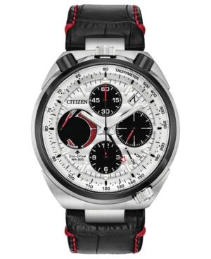 Citizen Eco-drive Men's Chronograph Promaster Tsuno Racer Black Leather Strap Watch 45mm