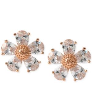 Betsey Johnson Gold-tone Crystal Flower Stud Earrings