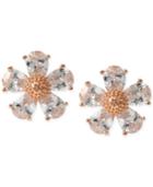 Betsey Johnson Gold-tone Crystal Flower Stud Earrings