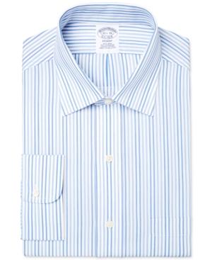 Brooks Brothers Men's Milano Extra-slim Fit Non-iron Blue Striped Dress Shirt