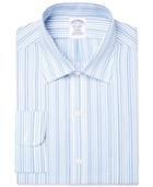 Brooks Brothers Men's Milano Extra-slim Fit Non-iron Blue Striped Dress Shirt