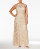 Alex Evenings Plus Size Floral Soutache Godet Gown
