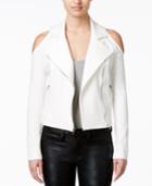 In Awe Of You By Awesomenesstv Juniors' Cold-shoulder Ponte-knit Moto Jacket