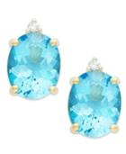 Blue Topaz (6-1/2 Ct. T.w.) And Diamond Accent Stud Earrings In 14k Gold