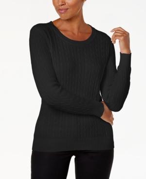 Karen Scott Cotton Cable-knit Sweater, Created For Macy's