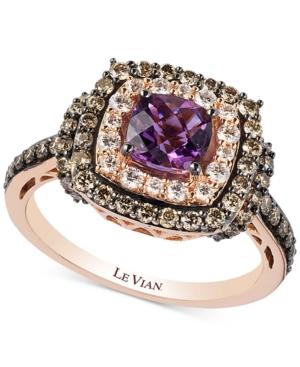 Le Vian Chocolatier Amethyst (3/4 Ct. T.w.) And Diamond (3/4 Ct. T.w.) Statement Ring In 14k Rose Gold