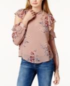 Astr Chantelle Sheer Cold-shoulder Top