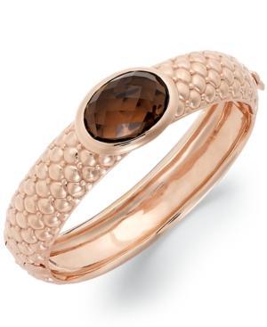 Bronzarte 18k Rose Gold Over Bronze Bracelet, Smokey Quartz Bangle (13 Ct. T.w.)