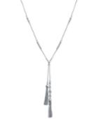 Nine West Silver-tone Discs & Tassels Lariat Necklace