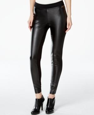 Calvin Klein Faux-leather-front Leggings