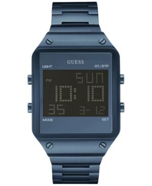 Guess Men's Digital Blue Ion-plated Stainless Steel Bracelet Watch 55x38mm U0596g4