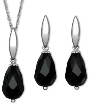 Sterling Silver Jewelry Set, Onyx Pendant And Earrings Set (8-12mm)