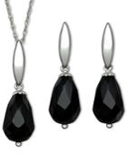 Sterling Silver Jewelry Set, Onyx Pendant And Earrings Set (8-12mm)