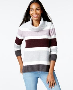 Style & Co. Cowl-neck Striped Sweater, Only At Macy's