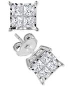 Trumiracle Diamond Quad Stud Earrings (1-1/2 Ct. T.w.) In 14k White Gold