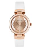 Kenneth Cole New York Ladies Transparent White Leather Strap Watch 34mm