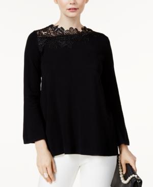 Alfani Asymmetrical Lace-trim Sweater, Created For Macy's