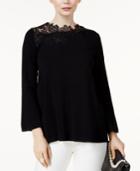 Alfani Asymmetrical Lace-trim Sweater, Created For Macy's