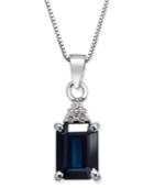 Sapphire (1-9/10 Ct. T.w.) & Diamond Accent 18 Pendant Necklace In 14k White Gold