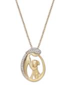 Aspca Tender Voices Diamond Necklace, Sterling Silver And 10k Gold-plated Diamond Woman And Dog Pendant (1/10 Ct. T.w.)