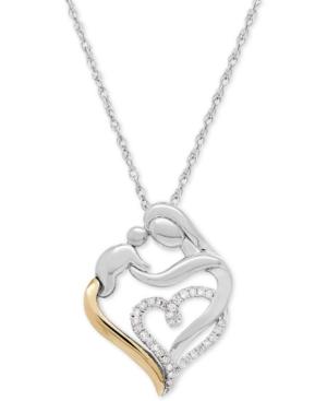 Diamond Mother And Child Pendant Necklace (1/10 Ct. T.w.) In Sterling Silver And 14k Gold