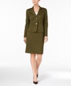 Le Suit Crosshatch Two-button Skirt Suit