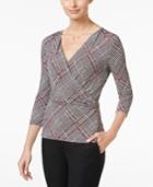 Charter Club Plaid Faux-wrap Top, Only At Macy's
