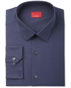 Alfani Men's Slim-fit Stretch Navy Pin Dot Dress Shirt, Only At Macy's