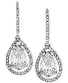Betsey Johnson Silver-tone Clear Crystal Teardrop Earrings