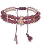 Lonna & Lilly Rose Gold-tone Pave & Tassel Purple Beaded Stretch Bracelet
