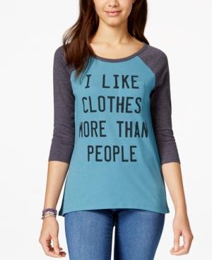 Hybrid Juniors' I Like Clothes Graphic Baseball T-shirt