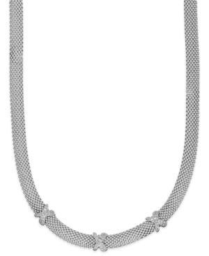 Diamond X-accent Mesh Necklace In Sterling Silver (3/8 Ct. T.w.)