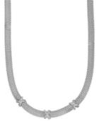 Diamond X-accent Mesh Necklace In Sterling Silver (3/8 Ct. T.w.)