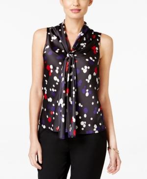 Nine West Dot-print Tie-neck Blouse