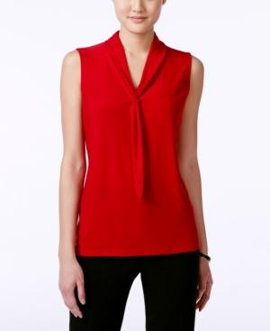 Tahari Asl Sleeveless Tie-neck Blouse