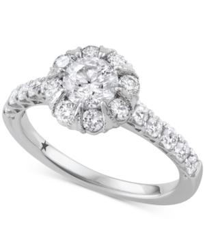Macy's Star Signature Diamond Halo Engagement Ring (1-1/2 Ct. T.w.) In 14k White Gold