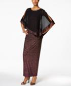 Msk Metallic Chiffon-overlay Column Gown