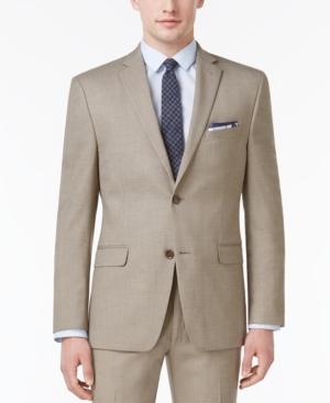 Alfani Men's Slim-fit Traveler Light Brown Neat Jacket, Only At Macy's