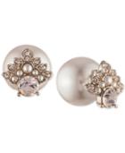 Marchesa Gold-tone Cubic Zirconia & Imitation Pearl Front-and-back Earrings