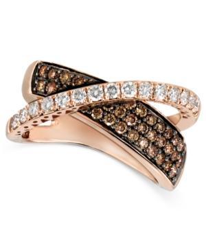 Le Vian Diamond Chocolate Diamond Crossover (1-1/8 Ct. T.w.) In 14k Rose Gold