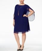 Sl Fashions Plus Size Split-sleeve Necklace Dress