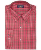 Club Room Estate Wrinkle Resistant Berry Tartan Dress Shirt