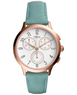 Fossil Women's Chronograph Abilene Green Leather Strap Watch 34mm Ch3089