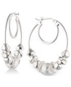 Nine West Silver-tone Multi-bead Hoop Earrings