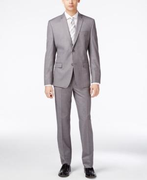 Marc New York By Andrew Marc Men's Light Gray Sharkskin Slim-fit Suit