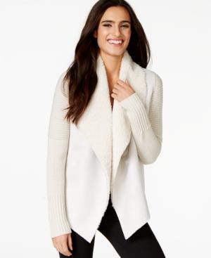 Grace Elements Sweater-sleeve Faux-shearling Cardigan