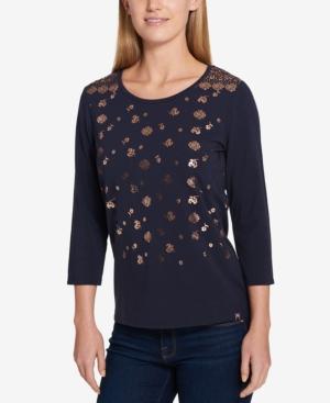 Tommy Hilfiger Metallic-print T-shirt, Created For Macy's