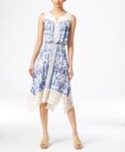 Style & Co. Petite Printed Handkerchief-hem Dress, Only At Macy's