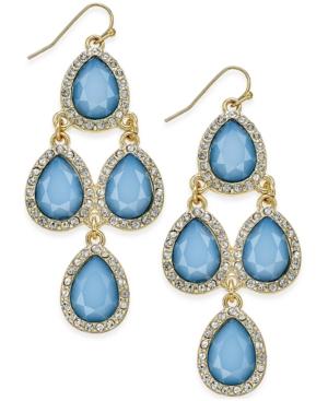 Inc International Concepts Gold-tone Pave And Blue Stone Chandelier Earrings, Only At Macy's